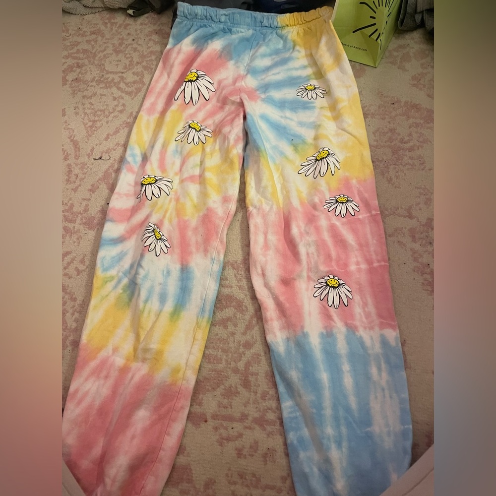 Tye Die Sweatpants with flowers
